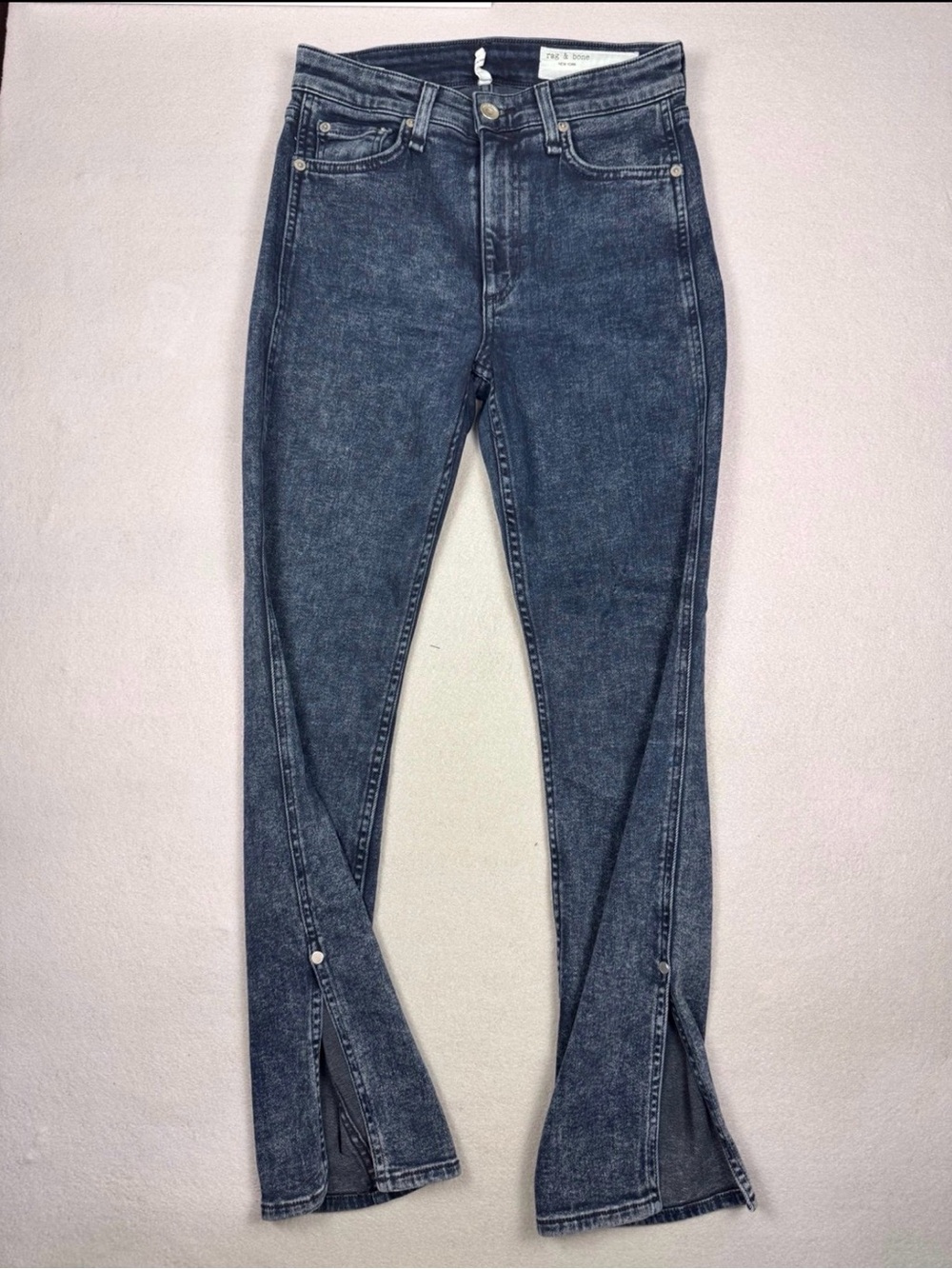 rag & bone Dark Wash Flare Jeans with Split Hem